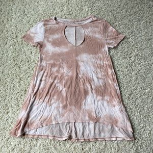 Mudd Pink & White Tie-Dye Open Chest T-Shirt